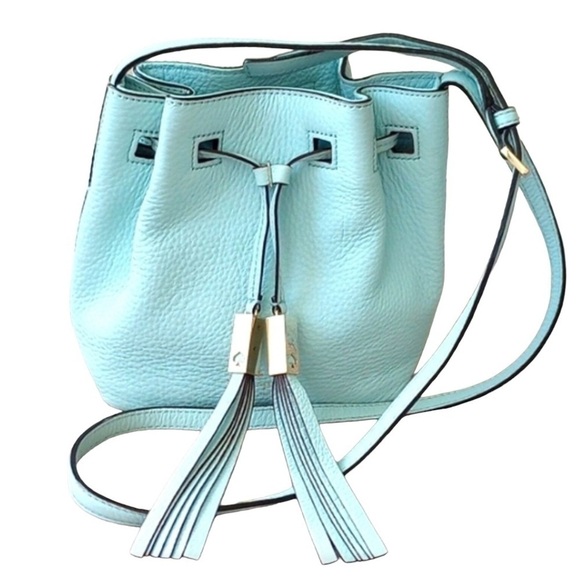 KATE SPADE- TIFFANY BLUE- LEATHER BUCKET CROSSBODY BAG - Picture 1 of 10